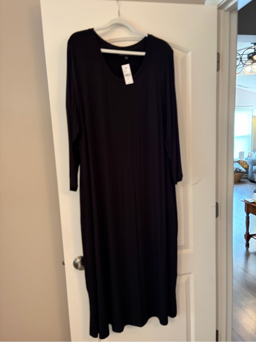 Black Long Sleeve Maxi Dress - 3/4 Length Sleeves